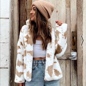12th Tribe In the Fields Cow Print Faux Jacket